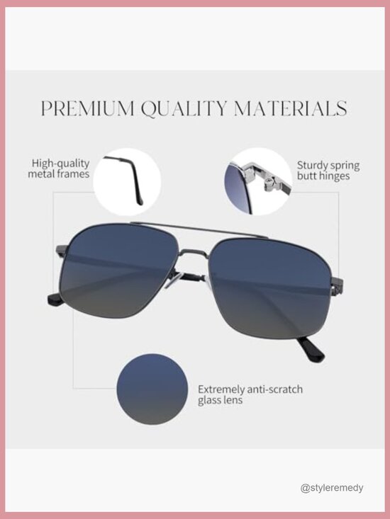 Metal Frame Polarized Sunglasses UV400 Protection Oversize Aviator